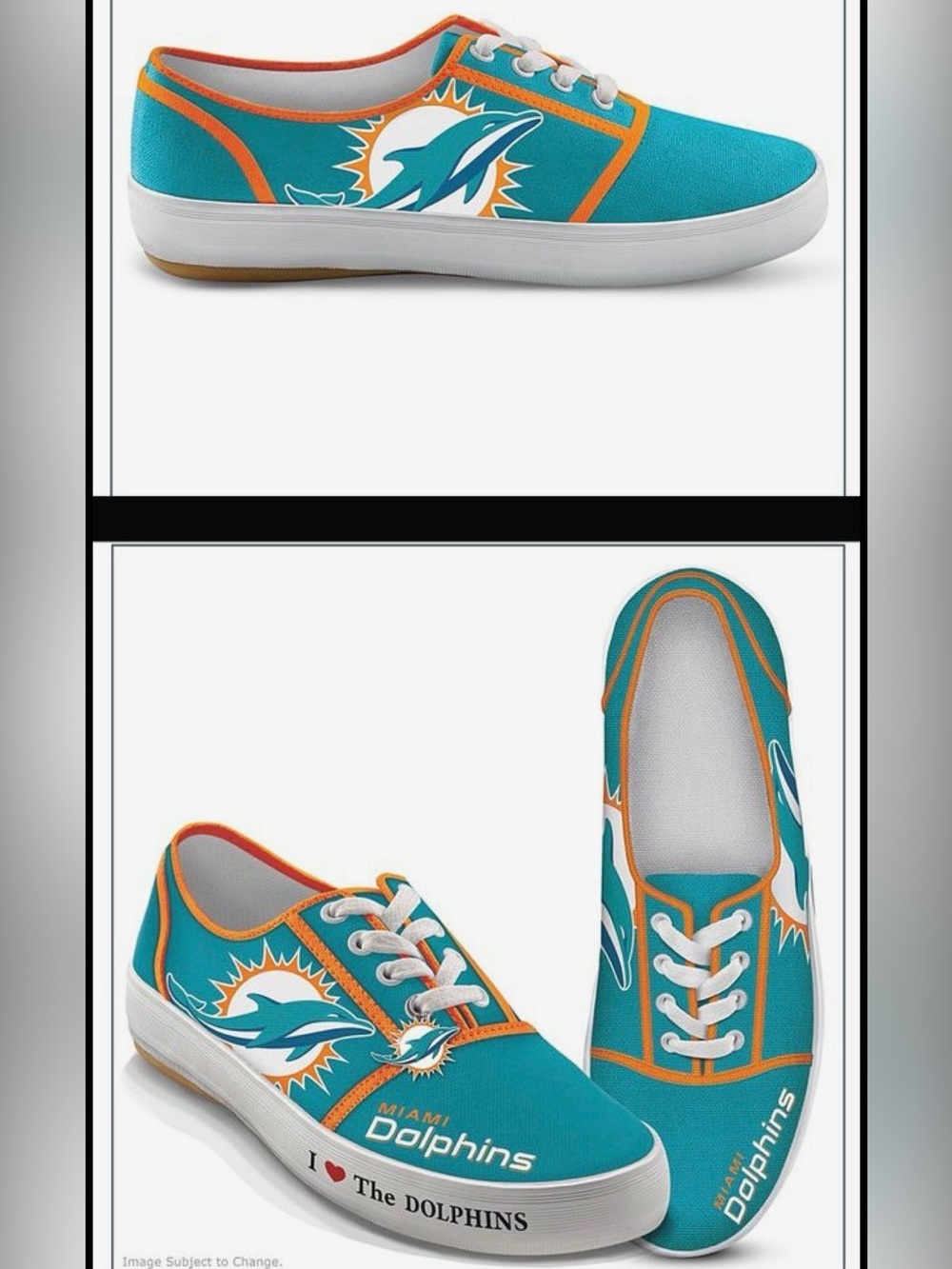 Miami Dolphins Low Top Canvas Sneakers - Women's Size 6
